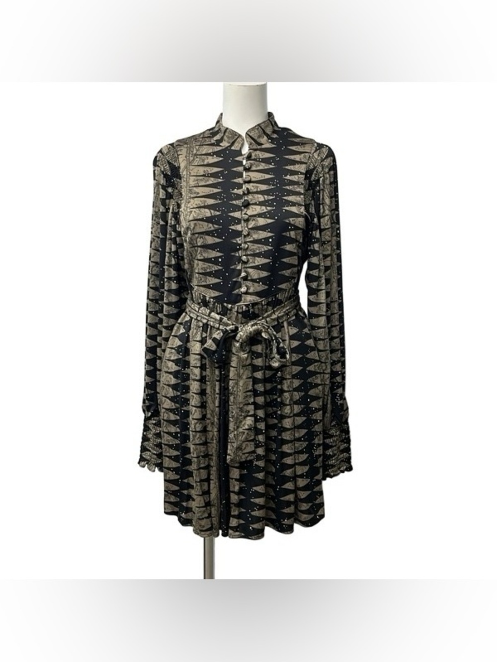 NWMara Hoffman Button-Front Tie-Waist Long Sleeve Dress
